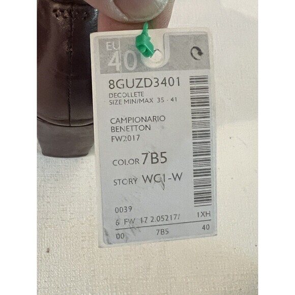 Benetton‎ Ankle Strap Leather Burgundy Tan Block Heel EU40 US9-9.5 - Picture 6 of 7